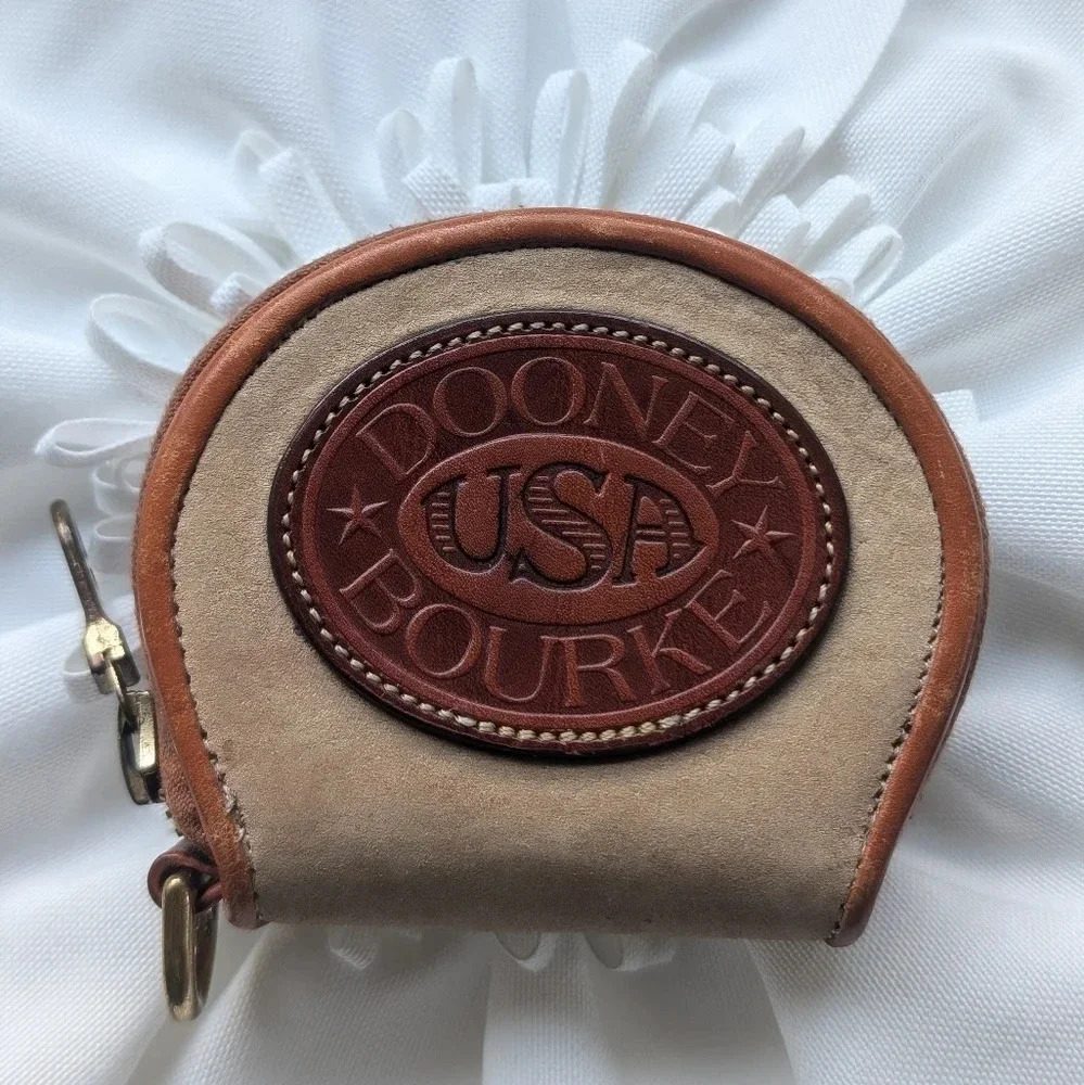 Dooney & Bourke RARE USA coin purse Nubuck Suede tan leather